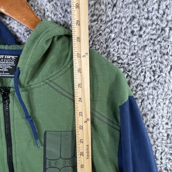 Hot Topic Naruto Hoodie Green Long Sleeve Cosplay Full Zip Men's Size Large - Picture 6 of 12